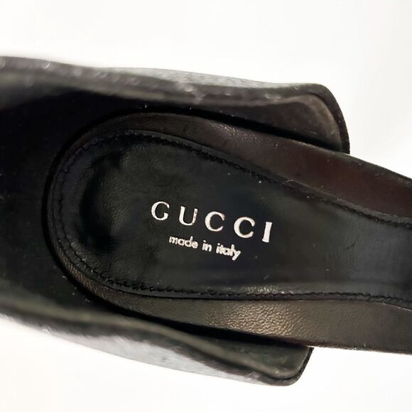 Gucci Heels Stardust Charlotte Black Glitter Horsebit D'Orsay Peep Toe Pumps 37, - Picture 7 of 13